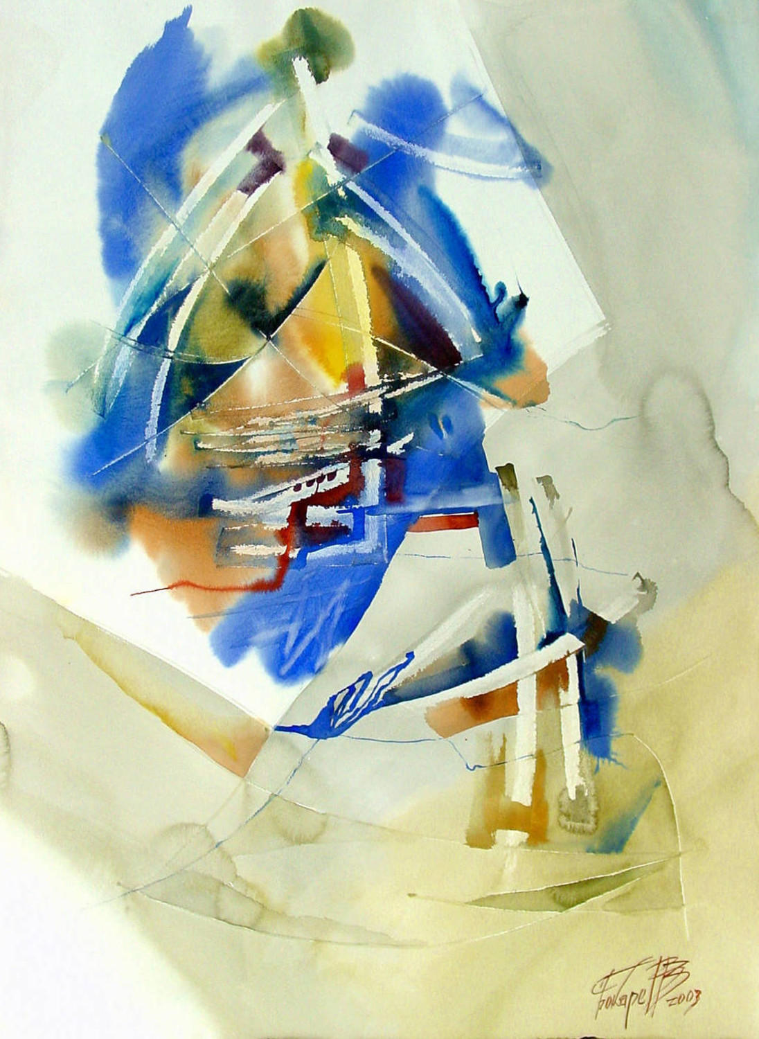 Знаки (Абстракция). Виктор Бокарев. 2003, бумага, акварель, 70x90