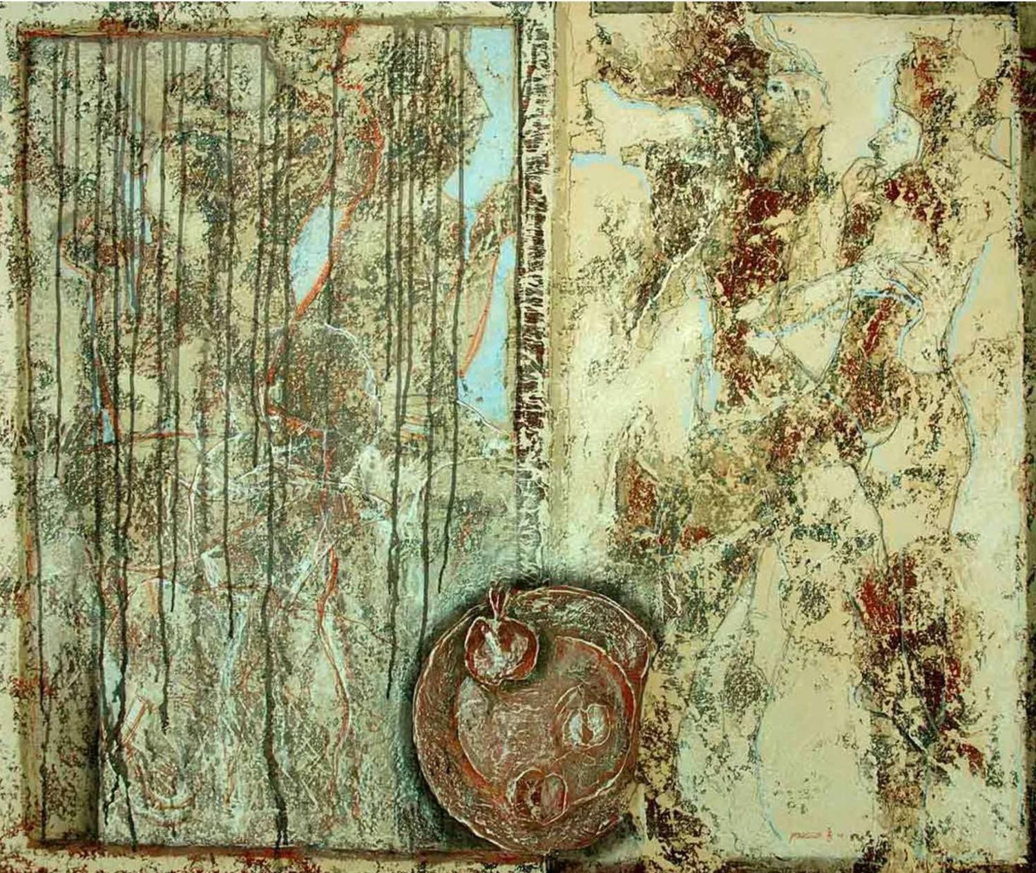 Гранат и яблоки. Владимир Рябчиков. 2005, холст, акрил, 120x100