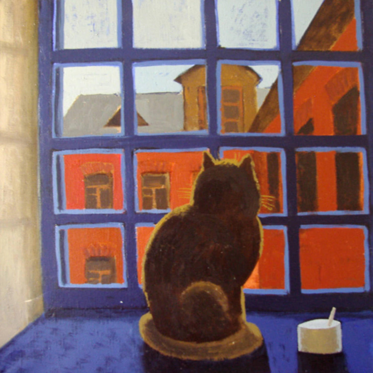 Кот у окна на лестнице (Окно). Екатерина Татарская. 2004, холст, масло, 60x60