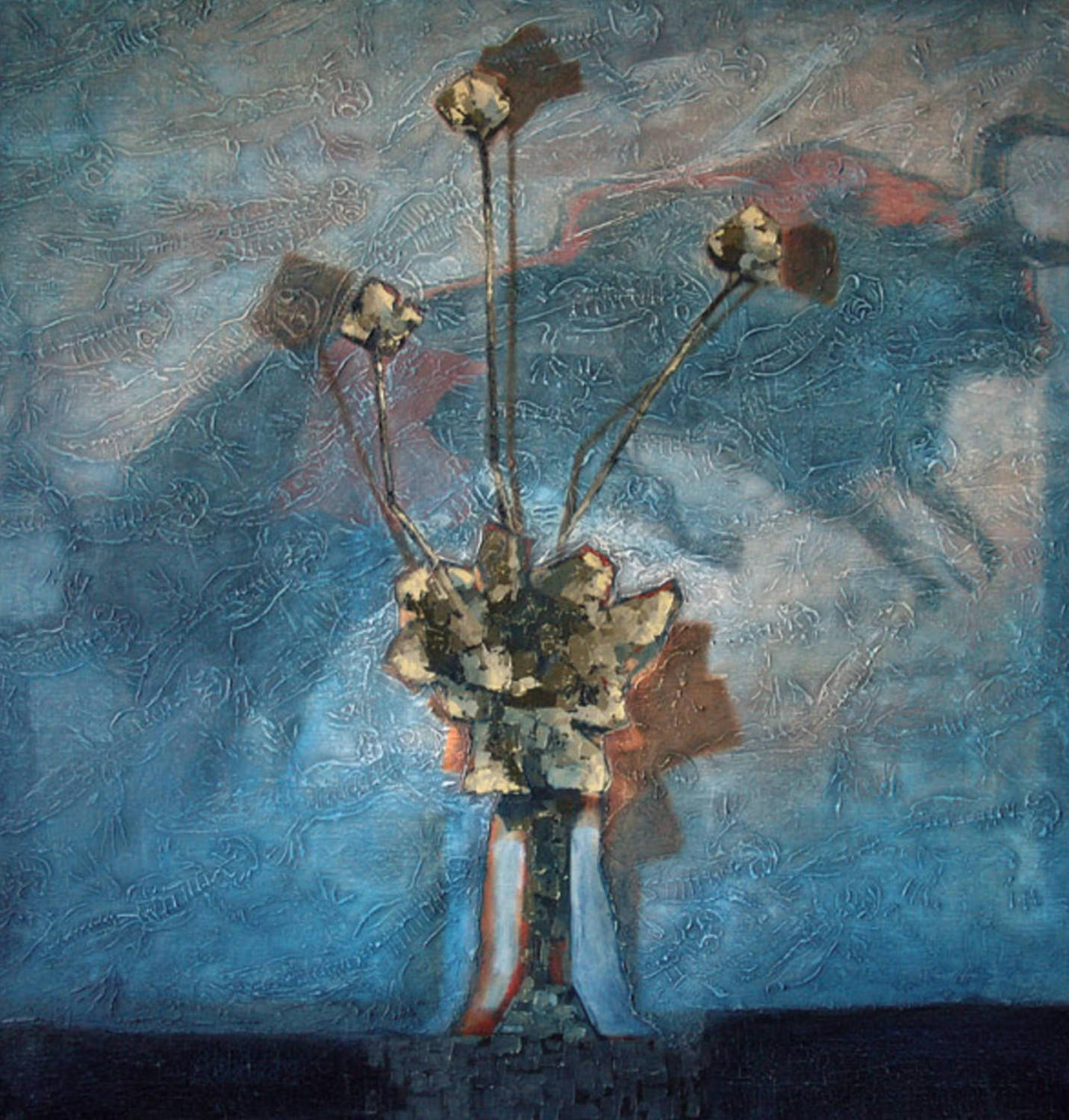 Три цветка . Владимир Рябчиков. 2005, холст, акрил, 90x95