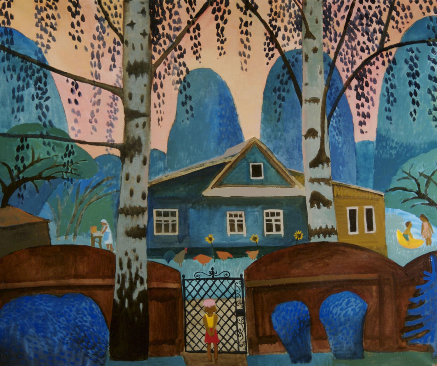 Дом бабы Любы летом (Деревня). Екатерина Татарская. 2005, холст, масло, 120x100