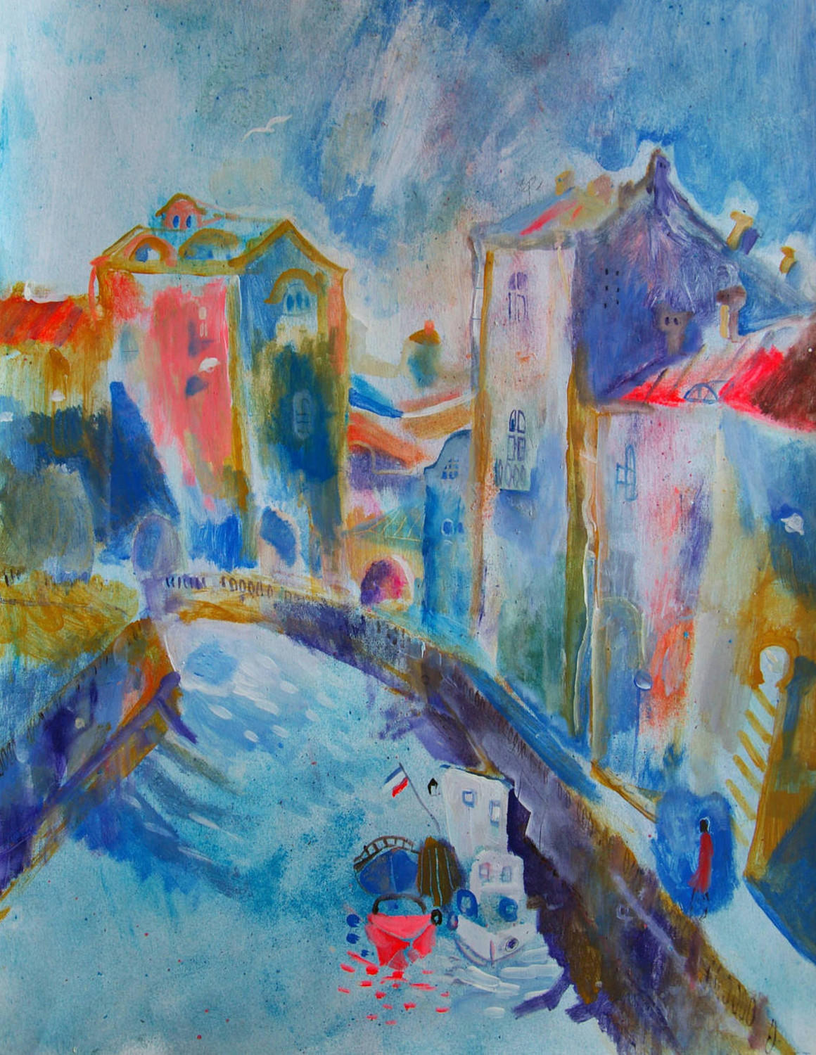 Мойка. Кораблик (Городские пейзажи). Света Иванова. 2005, бумага, смешанная техника, 61x80