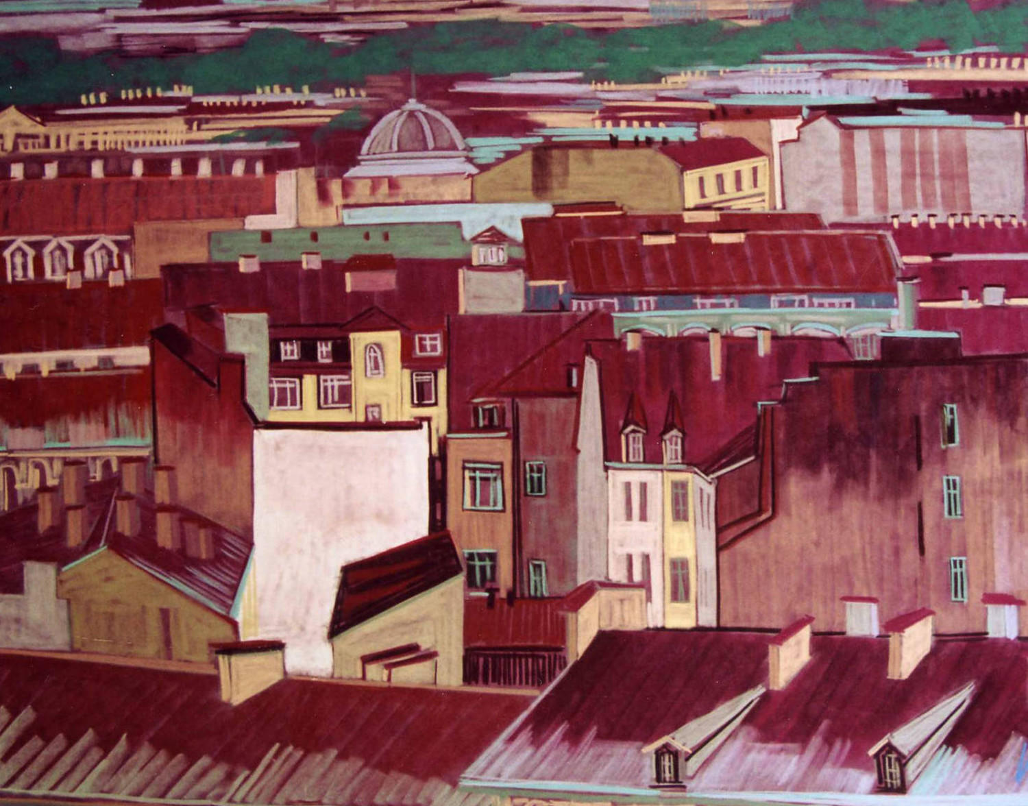 Крыши Питера (Крыши). Ирина Алавердова. 2003, пастель, 100x80
