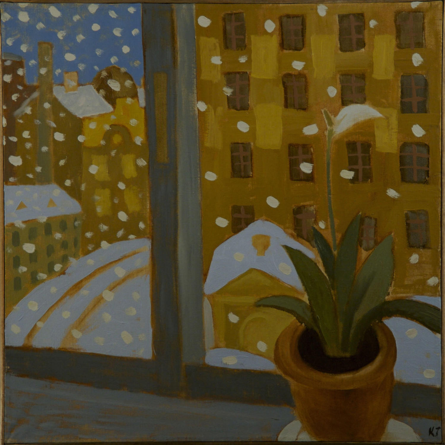 Вид из кухни: снег (Окно). Екатерина Татарская. 2004, холст, масло, 60x75