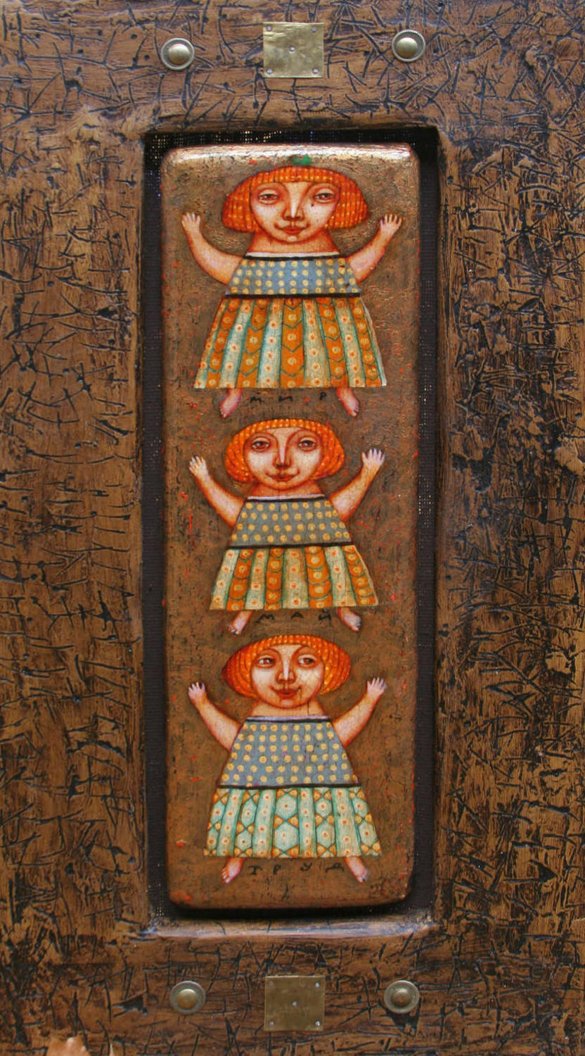 Радость. Павел Николаев. 2007, дерево, масло, 14x43