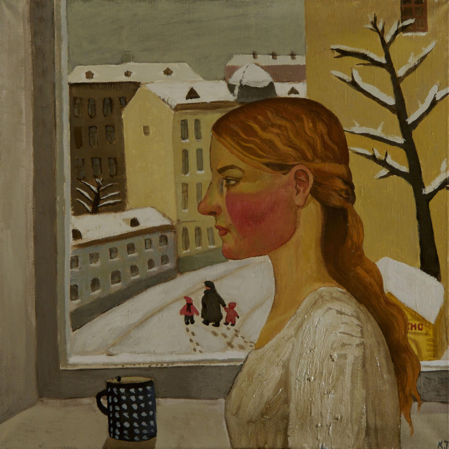 Автопортрет возле кухонного окна (Окно). Екатерина Татарская. 2004, холст, масло, 60x60