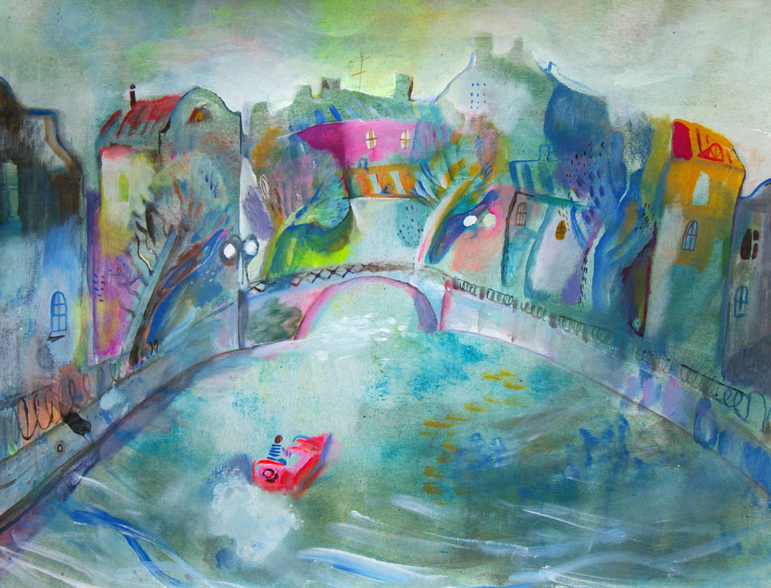 Город на воде (Городские пейзажи). Света Иванова. 2005, бумага, акрил, 79x60