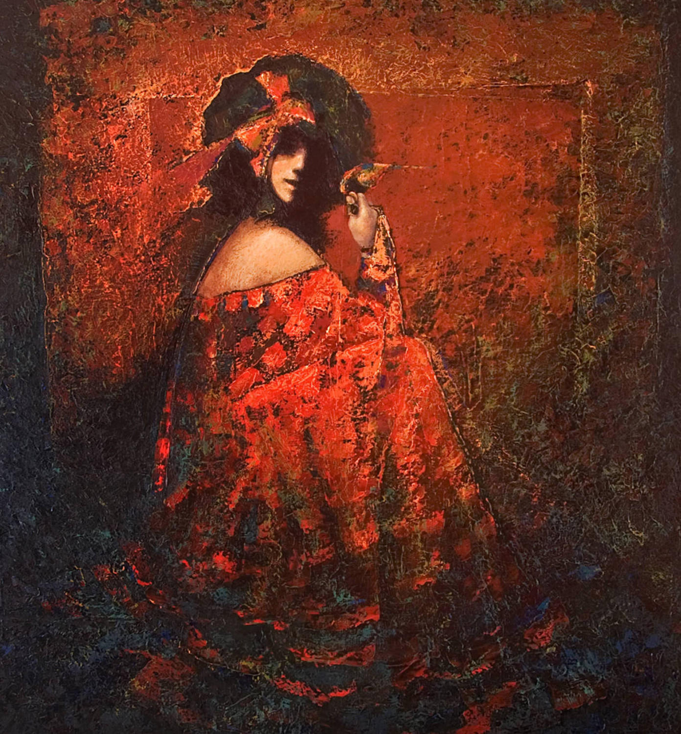Дама с попугаем. Владимир Рябчиков. 2008, , 130x140
