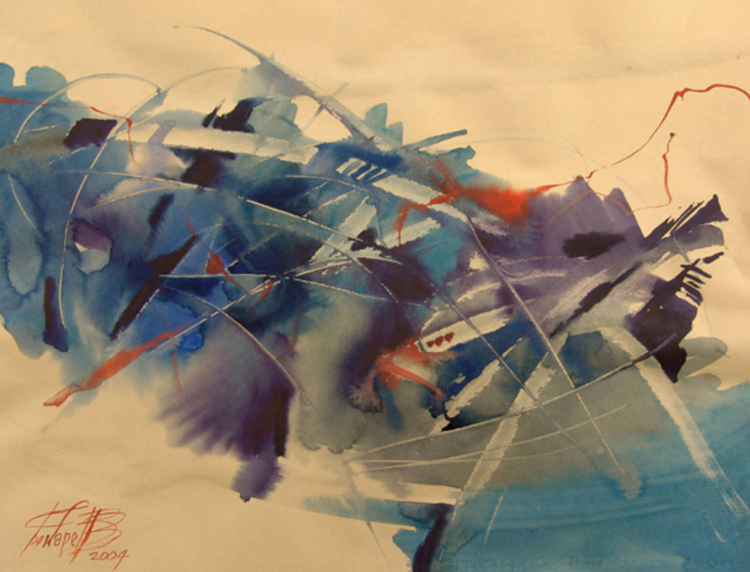 Ускользающий мир (Абстракция). Виктор Бокарев. 2004, бумага, акварель, 65x50