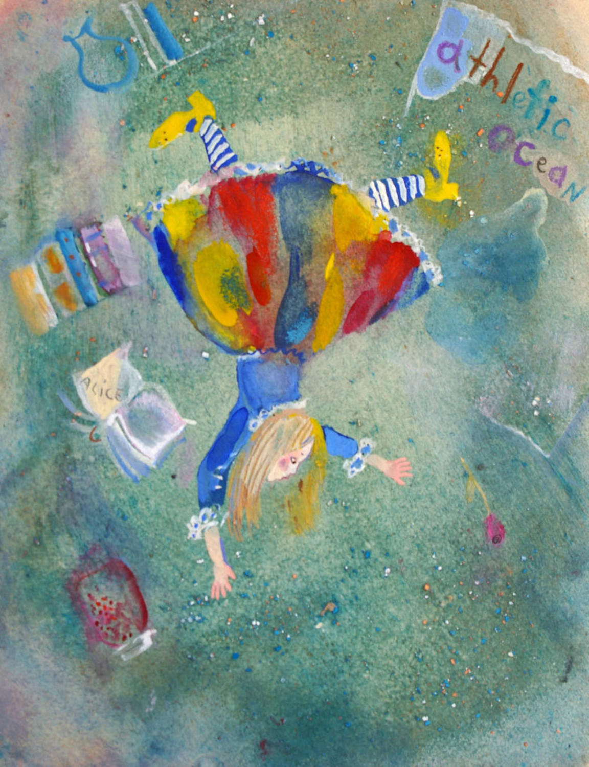 Летящая Алиса (Детская серия). Света Иванова. 2004, бумага, смешанная техника, 23x30