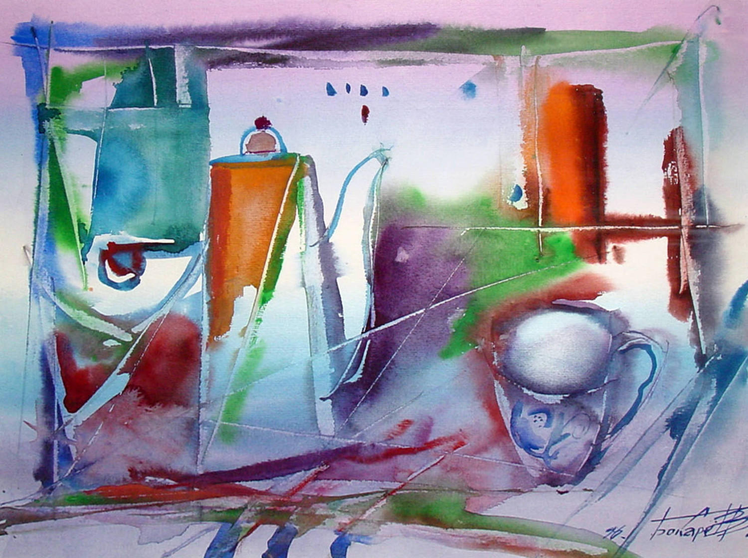 Утренний натюрморт. Виктор Бокарев. 1996, бумага, акварель, 50x35