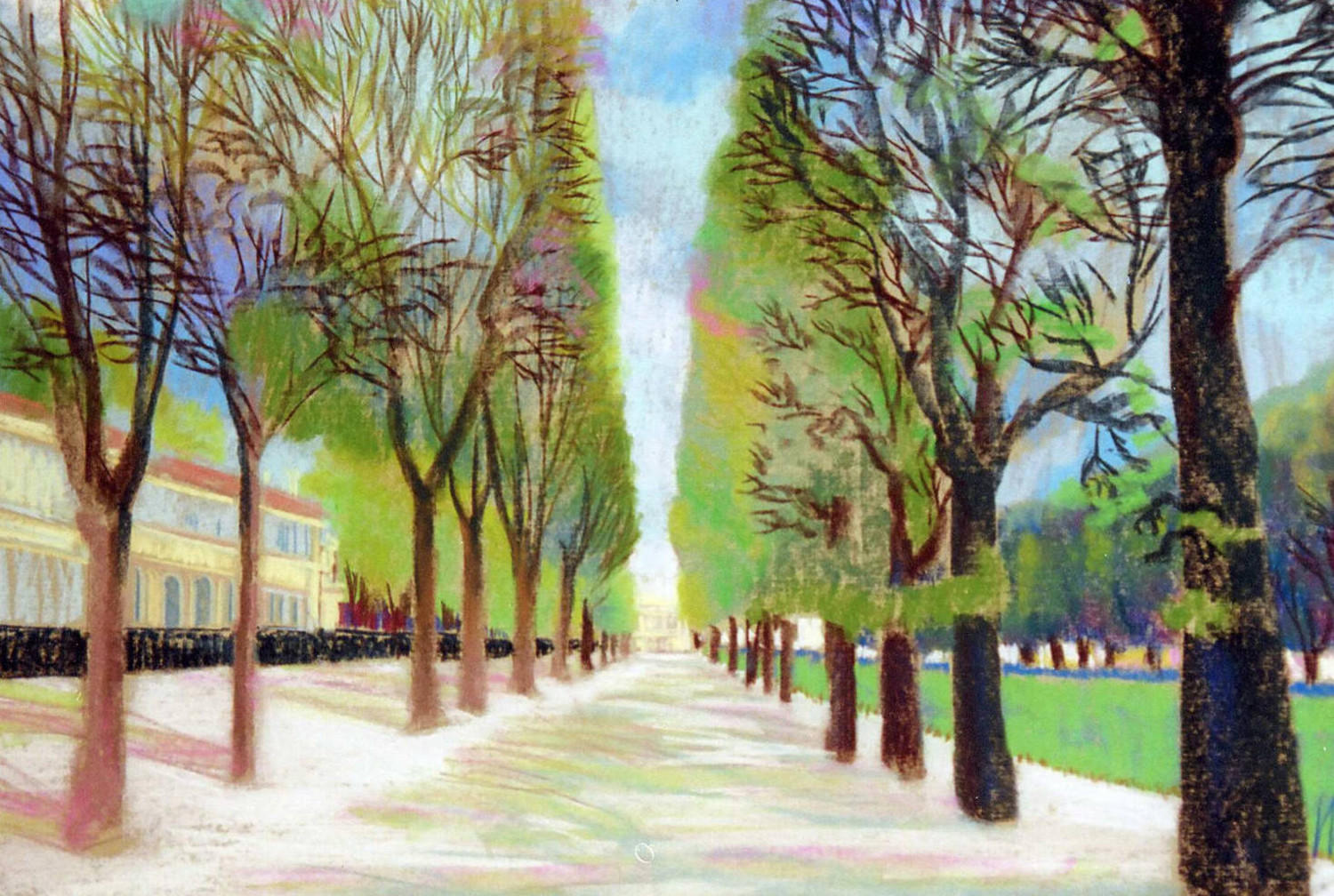 Аллея в Париже. Ирина Алавердова. 2006, пастель, 80x55